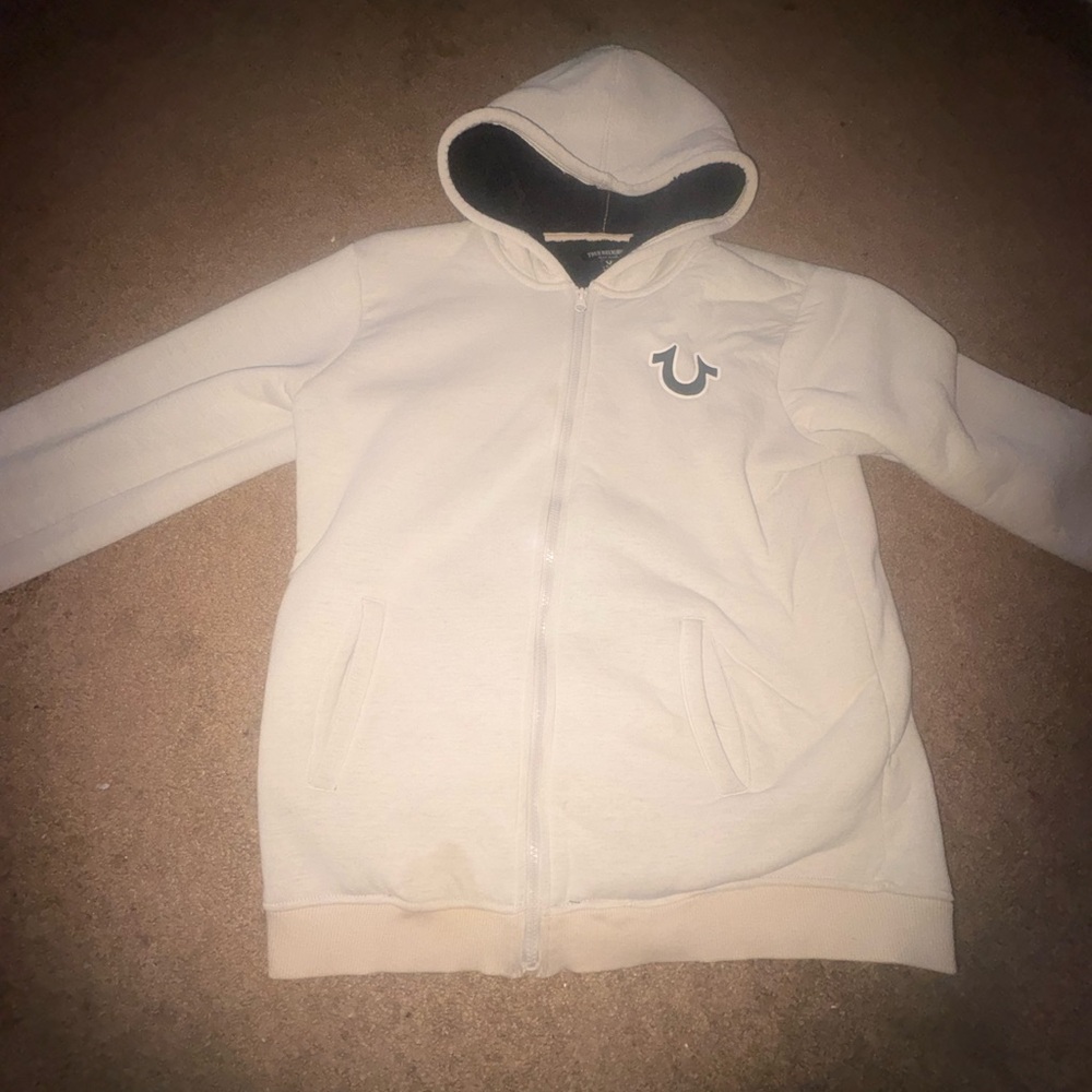 True Religion Cream Hoodie XL but fit like a medium